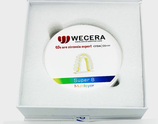 8 Layers Multilayer Zirconia Block Comprising A1 D4 Colors and 100 Percent Precise Scaling Factor Perfect for Dental Crowns